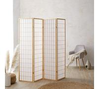 Homestyle4u 4 pan diviseur de pièce écran Pliant - Bois diviseur Shoji en Papier de Riz Blanc Naturel