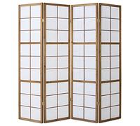Homestyle4u 4 pan diviseur de pièce écran Pliant - Bois diviseur Shoji en Riz Brun Blanc