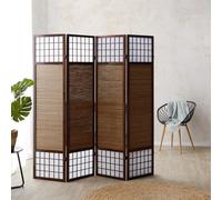 4 pan diviseur de pièce écran Pliant - diviseur de Shoji Bois avec du Bambou dans Le Riz Brun Blanc