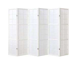 Homestyle4u 6 pan Diviseur de pièce écran Pliant - Bois partition Shoji en Papier de Riz Blanc Blanc