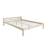 Homestyle4u 640, Lit en Bois 140x200 avec sommier à Lattes Lit Double Cadre de Massif Naturel