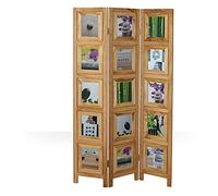 Homestyle4u 971 Paravent mural 3 pièces en bois naturel