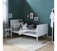 HOMESTYLE4U Cadre en pin Massif Unique Style Shaker Canapé-lit avec de Magnifiques façonné à tête et Pied, Bois, Blanc, 208 x 98 x 30 cm