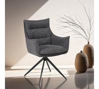 Homestyle4u Chaise rembourrée, pivotante, avec accoudoirs, rembourrée, avec accoudoirs, pour salon, bureau à domicile, bureau, confortable, rotation à 360 °, anthracite