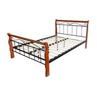 Homestyle4u Design Metal lit Double 180 x 200 Cadre de lit Lattes Bois neuf