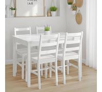 Homestyle4u, Ensemble de salle à manger avec 4 chaises en bois blanc - Table de cuisine - Ensemble de 4 chaises - Ensemble de salle à manger - Article 3061