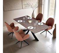 Homestyle4u Ensemble de salle à manger avec 4 chaises pivotantes en cuir bouclé marron 200 x 100 cm pour 4 personnes