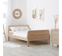 Homestyle4u Lit confortable, avec sommier à lattes, 120 x 200 cm, hauteur de confort, en bois naturel, entrée surélevée, lit extra haut, pour personnes âgées, article 3319