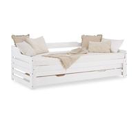 Homestyle4u, Lit de jour, 90 x 200 cm, avec lit gigogne, tiroir et sommier à lattes, en bois, extensible, avec 2 couchages et tiroir de lit supplémentaire