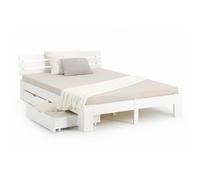 Homestyle4u Lit en bois 140 x 200 cm avec espace de rangement, matelas à ressorts