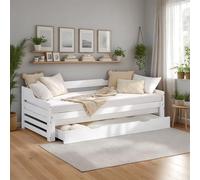 Homestyle4u, Lit en bois 90 x 200 cm avec lit gigogne, tiroir et sommier à lattes, lit d'appoint extensible avec 2 couchages et tiroir de lit supplémentaire