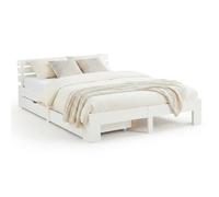 Homestyle4u Lit en bois blanc 160 x 200 cm avec 2 tiroirs de lit