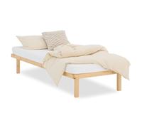 Homestyle4u Lit en bois de pin massif 90 x 200 cm avec sommier à lattes, cadre de lit en bois de pin massif non traité, lit simple, article 2927