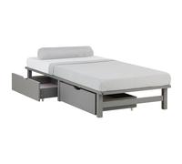 Homestyle4u Lit en bois massif avec espace de rangement, 90 x 200 cm, en palettes, avec matelas, gris