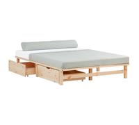 Homestyle4u Lit en palettes 140 x 200 cm avec matelas en bois massif avec tiroirs - Lit en bois de pin naturel - Lit en palettes