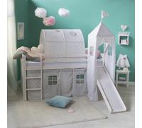 Homestyle4u Lit Mezzanine Toboggan Tour Lattes Gris