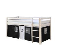 Homestyle4u Lit mi-Hauteur avec Rideaux - Noir