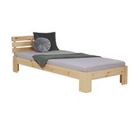 Homestyle4u Lit Simple en Bois 90x200 avec sommier à Lattes Naturel