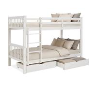 Homestyle4u, Lit superposé, pour 2 enfants, 90 x 200 cm, avec escalier et tiroir de lit, blanc, lit superposé, transformable, 2 lits d'enfant