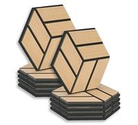 Homestyle4u Lot de 10 panneaux acoustiques hexagonaux - 30 x 26 x 2 cm - Naturel - Traitement acoustique - Insonorisation - Décoration murale