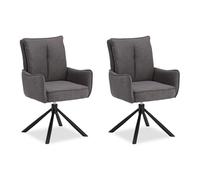 Homestyle4u Lot de 2 chaises de salle à manger, rembourrées, pivotantes, avec accoudoirs, anthracite