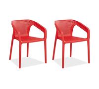 Homestyle4u Lot de 2 chaises Jardin en Rouge
