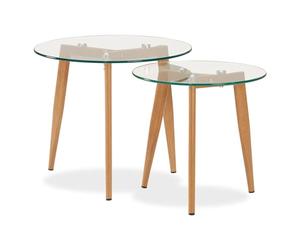 Homestyle4u Lot de 2 Tables Basses Rondes en Verre, Multicolore, Petit