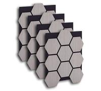 Homestyle4u Lot de 4 panneaux acoustiques en bois 2813 - 76 x 62 cm - Gris - Hexagone - Pour salon - Revêtement mural