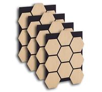 Homestyle4u Lot de 4 panneaux acoustiques en bois naturel - Absorbeur acoustique - Panneaux muraux pour une meilleure acoustique de la pièce - Mur et plafond - Panneaux acoustiques hexagonaux - 76 x