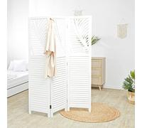 Homestyle4u Paravent 2043 Lot de 3 séparateurs en bois Blanc