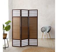 Homestyle4u 62, écran diviseur de Chambre 3 Parties, Pliable Opaque, Bois Bambou Papier de Riz, Brun