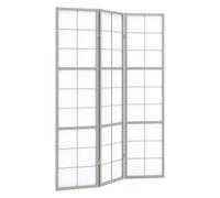 Homestyle4u Paravent Shoji 3142 Paravent intérieur en bois, brise-vue pour salon, décoration et aménagement de la pièce, 3 pièces, en papier de riz, gris, hauteur 179 cm, article 3142
