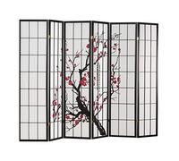 Homestyle4u Paravent Shoji 2007 - Motif fleurs de cerisier - Cloison intérieure en papier de riz - Style japonais - 179 cm de haut