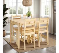 Homestyle4u, Table à manger avec 4 chaises en bois de pin naturel, table de cuisine, ensemble de 4 chaises, pour cuisine, salle à manger | Article 3062
