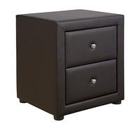 Homestyle4u Table de chevet Simili Cuir Brun Nuit