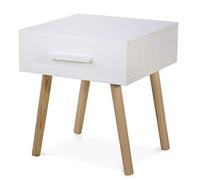 Homestyle4u Table de Nuit Tiroir Blanc en pin