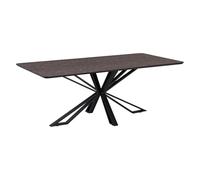 Homestyle4u Table de salle à manger, 200 x 100 cm, pour 8 personnes, aspect pierre, moderne, pour salon, table à manger, structure en métal massif, cuisine, salle à manger