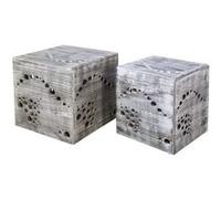 Tabouret Table D'appoint Set De 2 Cubes En Bois