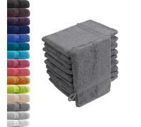 Hometex Premium Textiles Lot de 10 gants de toilette Anthracite 16 x 21 cm 100 % coton éponge Oeko-TEX Standard 100 Qualité supérieure 500 g/m²