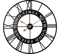 Hometime Bons moments avec de bons amis Horloge murale en métal 70cm WD2335 (Taille unique) (Noir)