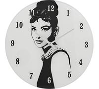 Hometime Iconic Collection Horloge murale en verre 30cm L'icône du cinéma et de la mode des années 50 WD2209 (Taille unique) (Blanc)