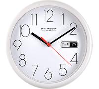 Hometime jour/date horloge murale-boîtier blanc/cadran blanc 8,5 Rnd +B WD121 (taille unique) (Blanc)