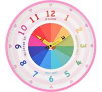 Hometime Kid's Tell the Time Wanduhr - Rosa 30cm WD2183 (Taille unique) (Eine Farbe)