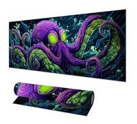 HOMETITUTE Grand tapis de souris de jeu 80 x 30 cm - Pieuvre néon - Art des mers profondes - Antidérapant - Tapis de protection XL pour la maison et le bureau - Accessoires pour souris sans fil