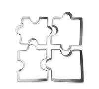 HomeTools.eu® - 4 cookie cutters puzzle, for funny puzzle biscuits, stainless steel, 4 pieces