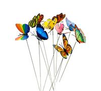 HomeTools.eu® Lot de 10 papillons décoratifs pour jardin, balcon, multicolores, 7 x 5 cm