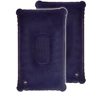 HomeTools.eu® Lot de 2 coussins de voyage, pliables et gonflables, bleu, 38 x 25 cm