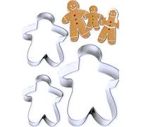 HOMETOOLS.EU® Lot de 3 emporte-pièces en acier inoxydable - Motif homme - En pain d'épices