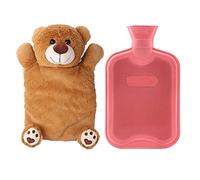 HomeTop Bouillotte en caoutchouc classique de qualité supérieure avec housse en peluche pour animal de compagnie (2 litres, rouge)