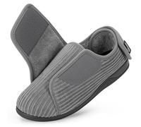 HomeTop Chaussons d'intérieur Femme à Talon Fermé - Large Coupe Ajustable, Lanière Velcro, Semelle en Mousse à Mémoire Gris ultime, 40 EU